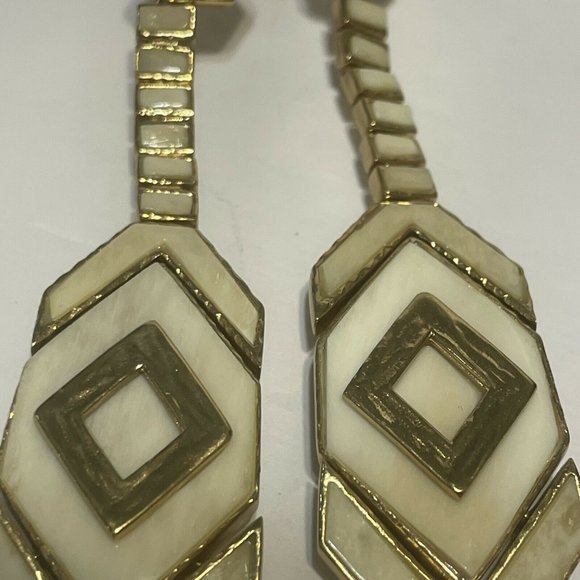 Akola gold tone horn drop Dangle statement earrings Elegant Boho Chevron - Picture 6 of 9